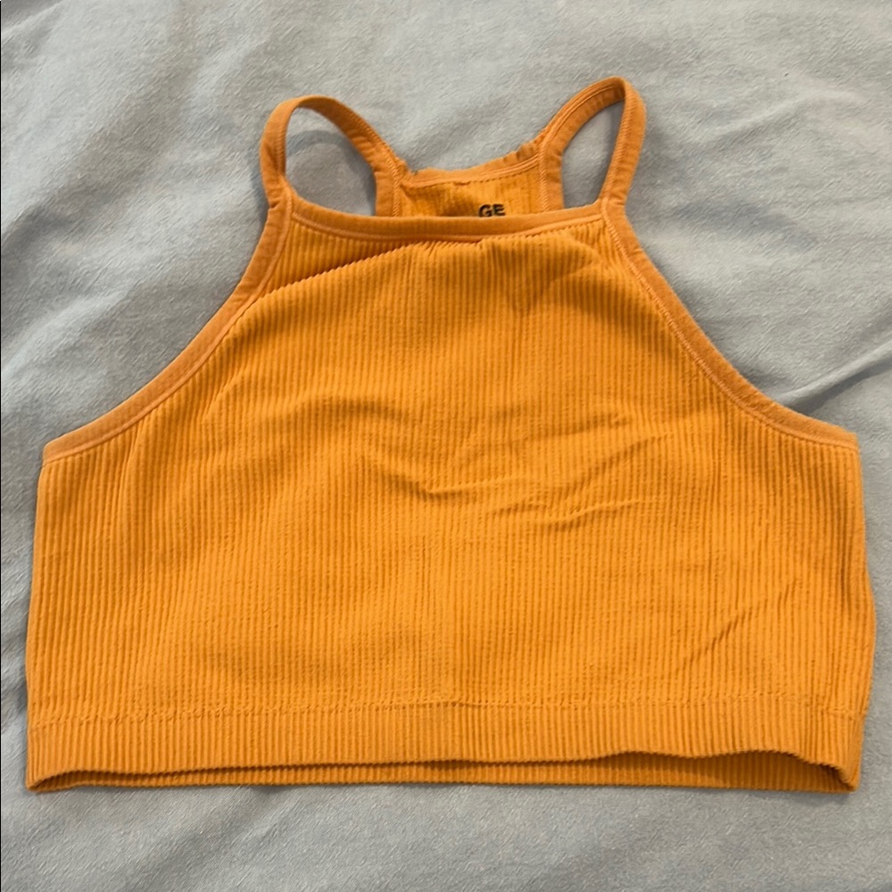 Garage Orange Ribbed Crop Tank Top